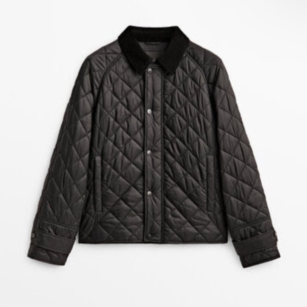 QUILTED JACKET WITH CORDUROY COLLAR